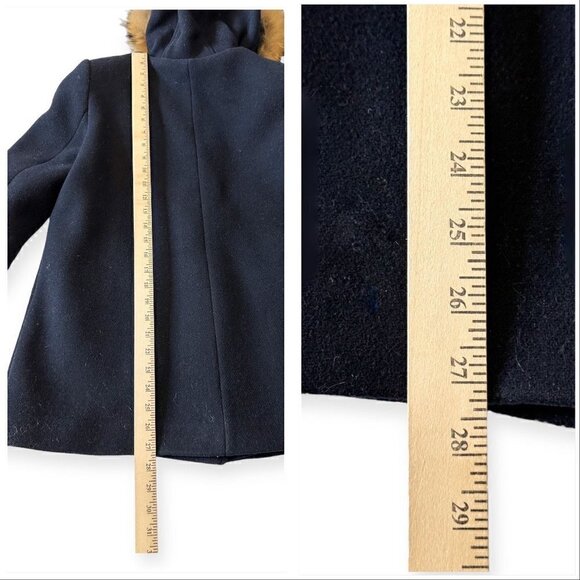 Sandro Paris Wool Blend Hooded Pea Coat, navy blue,  Size 38EU/US6 - Picture 15 of 16